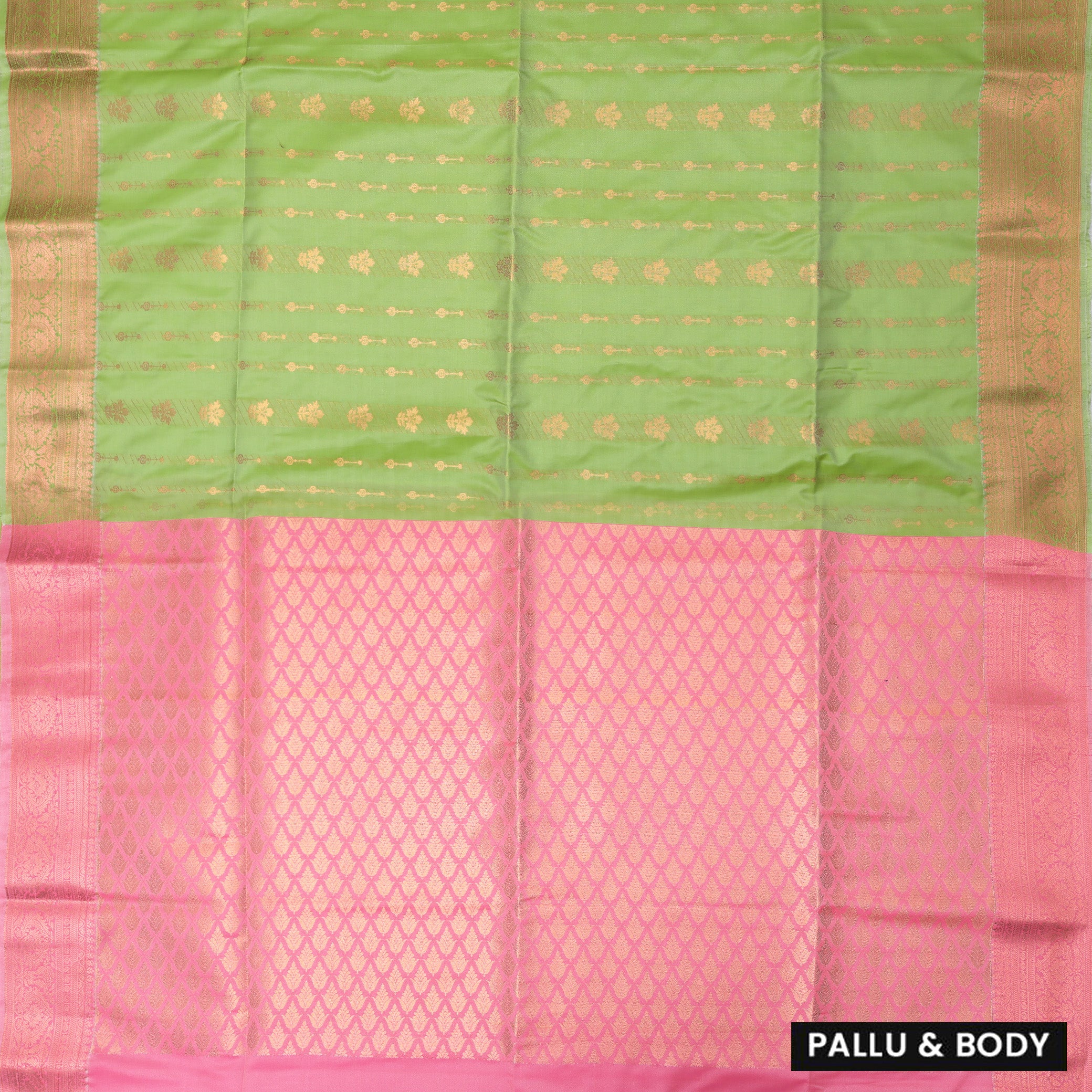 Green with Pink Soft Silk Saree