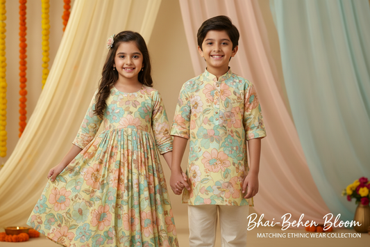 Assembling a Matching Brother-Sister Ethnic Set Using Indigo Hand-Blocks