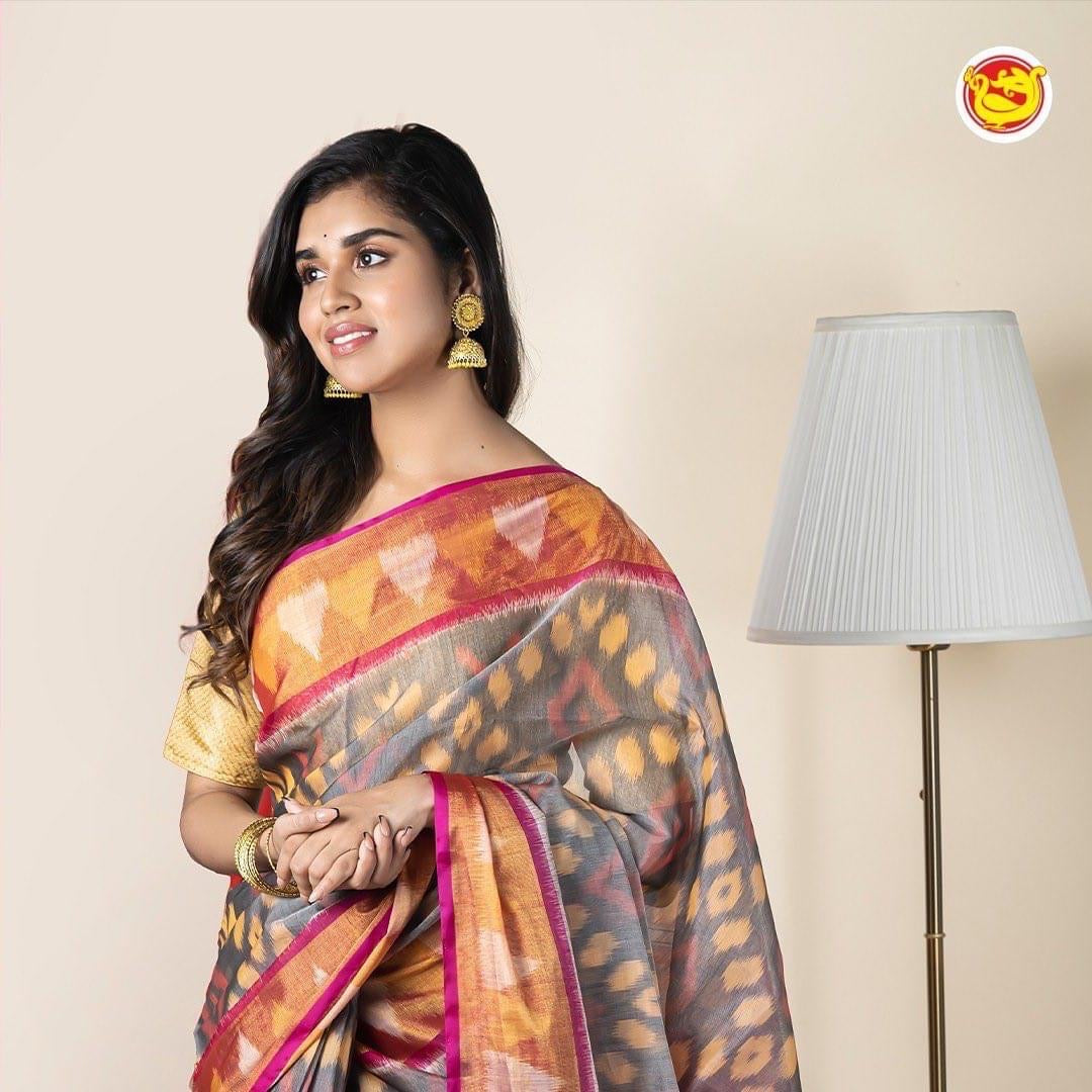 Ikat silk cotton - Thenianantham