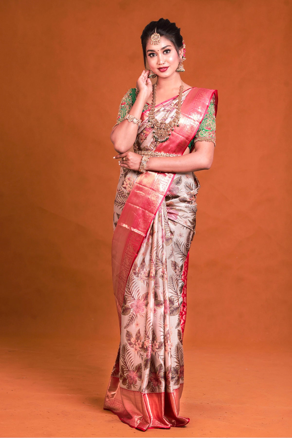 Unstitched aari work blouse bits - Thenianantham