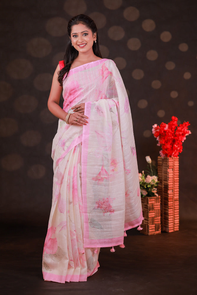 Linen cotton saree - Thenianantham