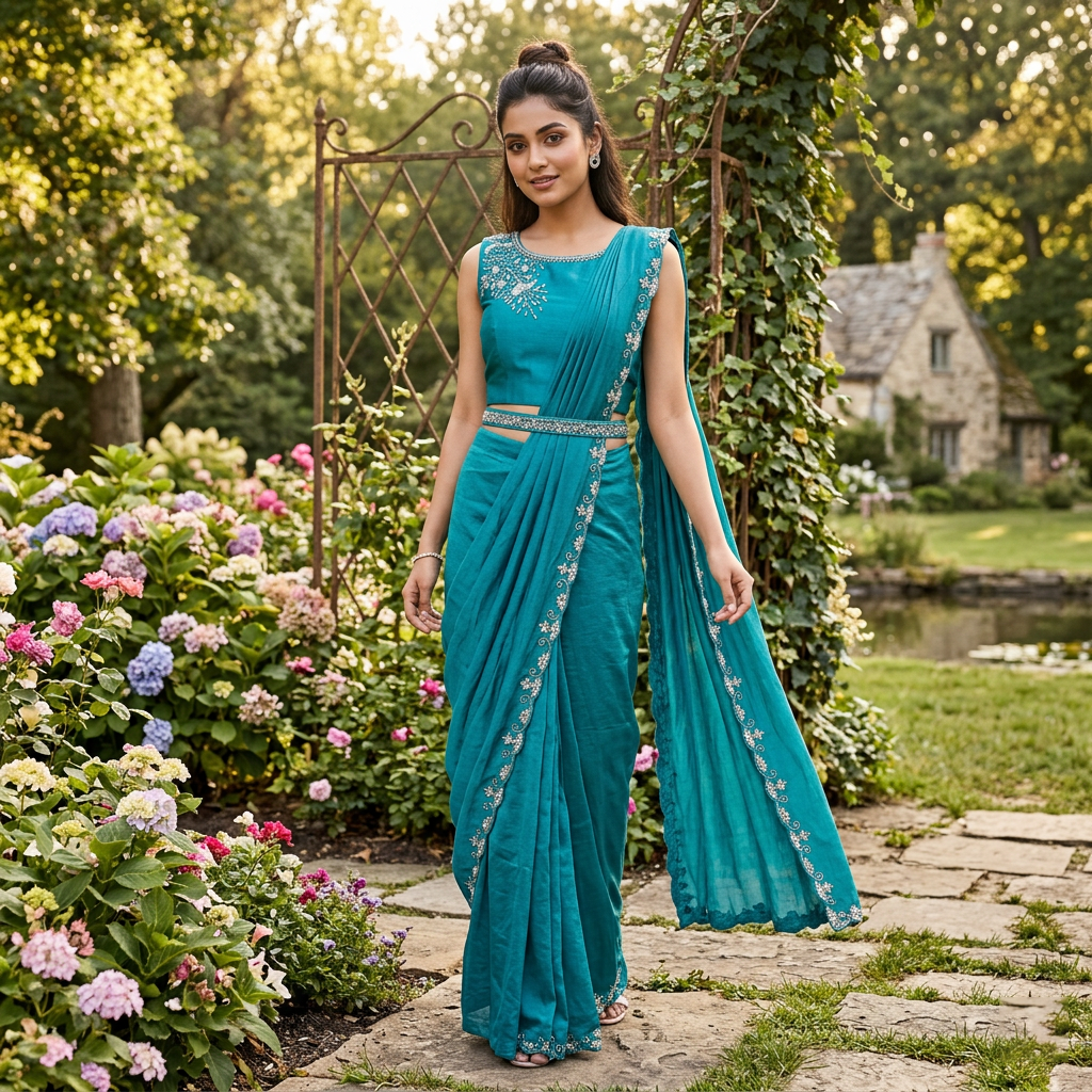 Dark Blue  Color Girls Branded Readymade Sarees