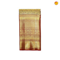 Golden with Silver Jacquard Gold Zari Floral Long Border Kanjivaram Wedding Silk Saree - Thenianantham