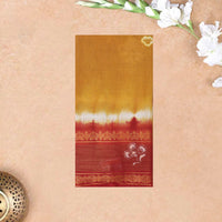 Mustard Yellow  With Red Sungudi Cotton Saree   without Blouse