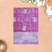 Party Pink Buttas Motifs Silver Zari Rich Pallu with Floral Border Georgette Saree - Thenianantham