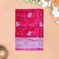 Candy Pink Buttas Silver Zari Rich Pallu with Floral Border Georgette Saree - Thenianantham