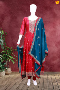 Red with Navy Blue Ladies Branded Readymade Chudi Set