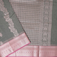 Ash Grey  With  Pink  Silk Cotton Saree