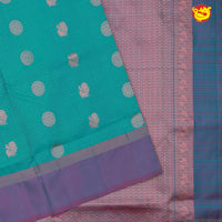 Rama green with Purple 9 Yards Soft Silk Saree - Thenianantham