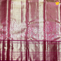 Pink Tissue Buttas Gold Zari Border Kanjivaram Wedding Silk Saree - Thenianantham