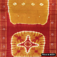 Mustard Yellow  With Red Sungudi Cotton Saree   without Blouse