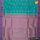 Rama green with Purple 9 Yards Soft Silk Saree - Thenianantham