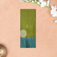 Olive Green With Teal Blue Border  Arani Silk Saree