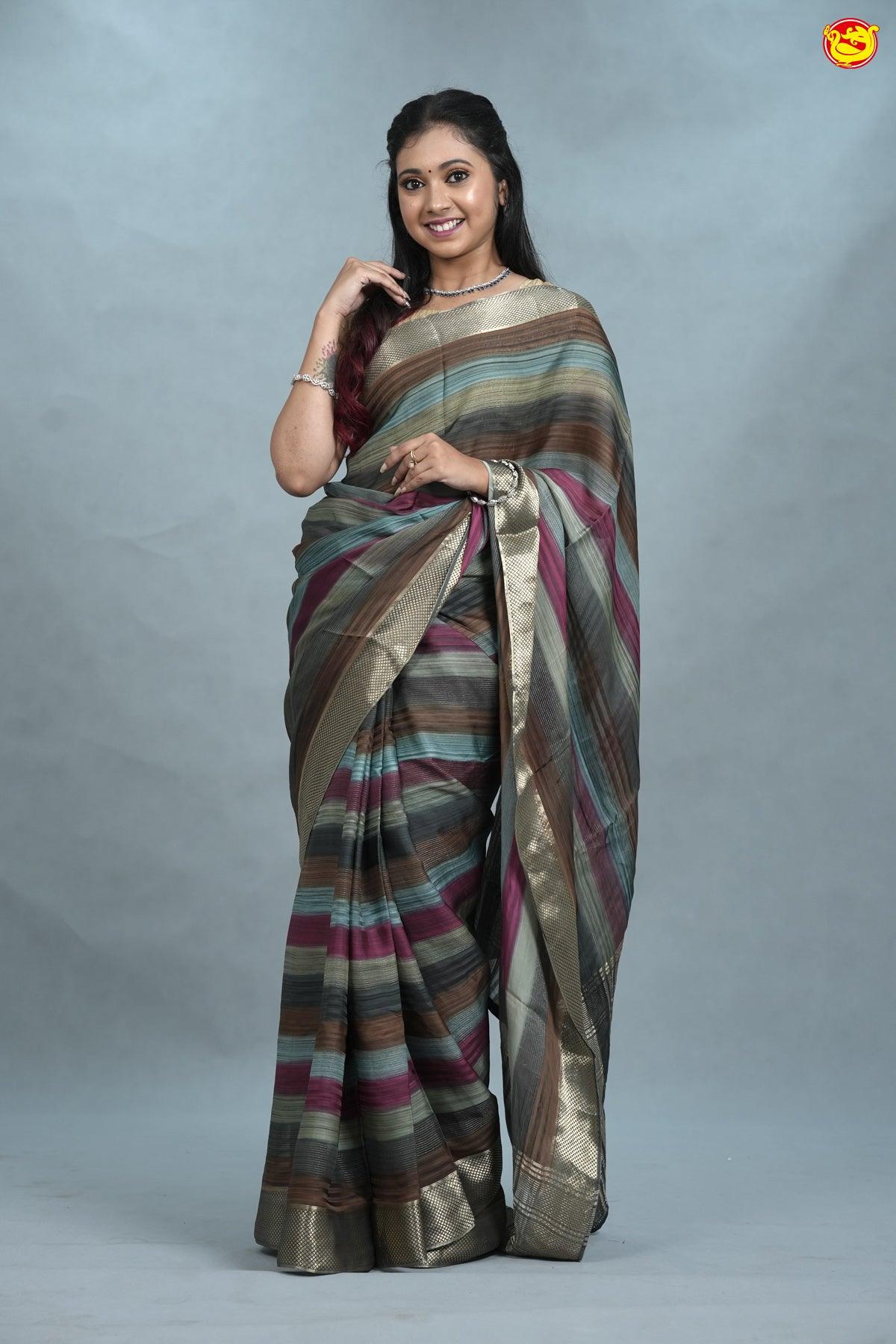 Grey Art Dola Silk Saree | Stylish and Comfortable