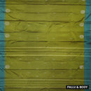 Olive Green With Teal Blue Border  Arani Silk Saree