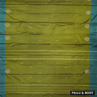 Olive Green With Teal Blue Border  Arani Silk Saree