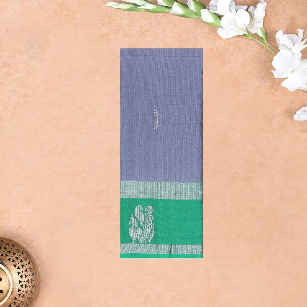 Dark Grey With Green Border  Arani Silk Saree