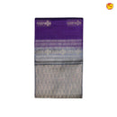 Violet with Grey Ikat Floral Buttas Silver and Gold Zari Floral Motifs Pallu Pure Kanjivaram Soft Silk Saree - Thenianantham