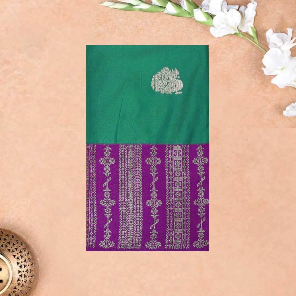 Green with Purple Soft Silk Saree