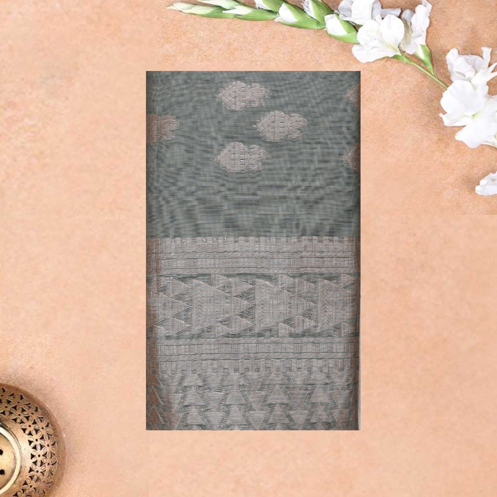 Ash Grey  With  Pink  Silk Cotton Saree