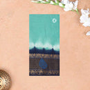 Sea Green With Navy Blue Sungudi Cotton Saree   without Blouse