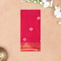 Rani Pink With Blue Sungudi Cotton Saree   without Blouse