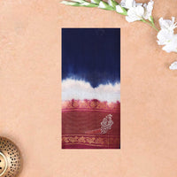Navy Blue With Maroon Sungudi Cotton Saree   without Blouse