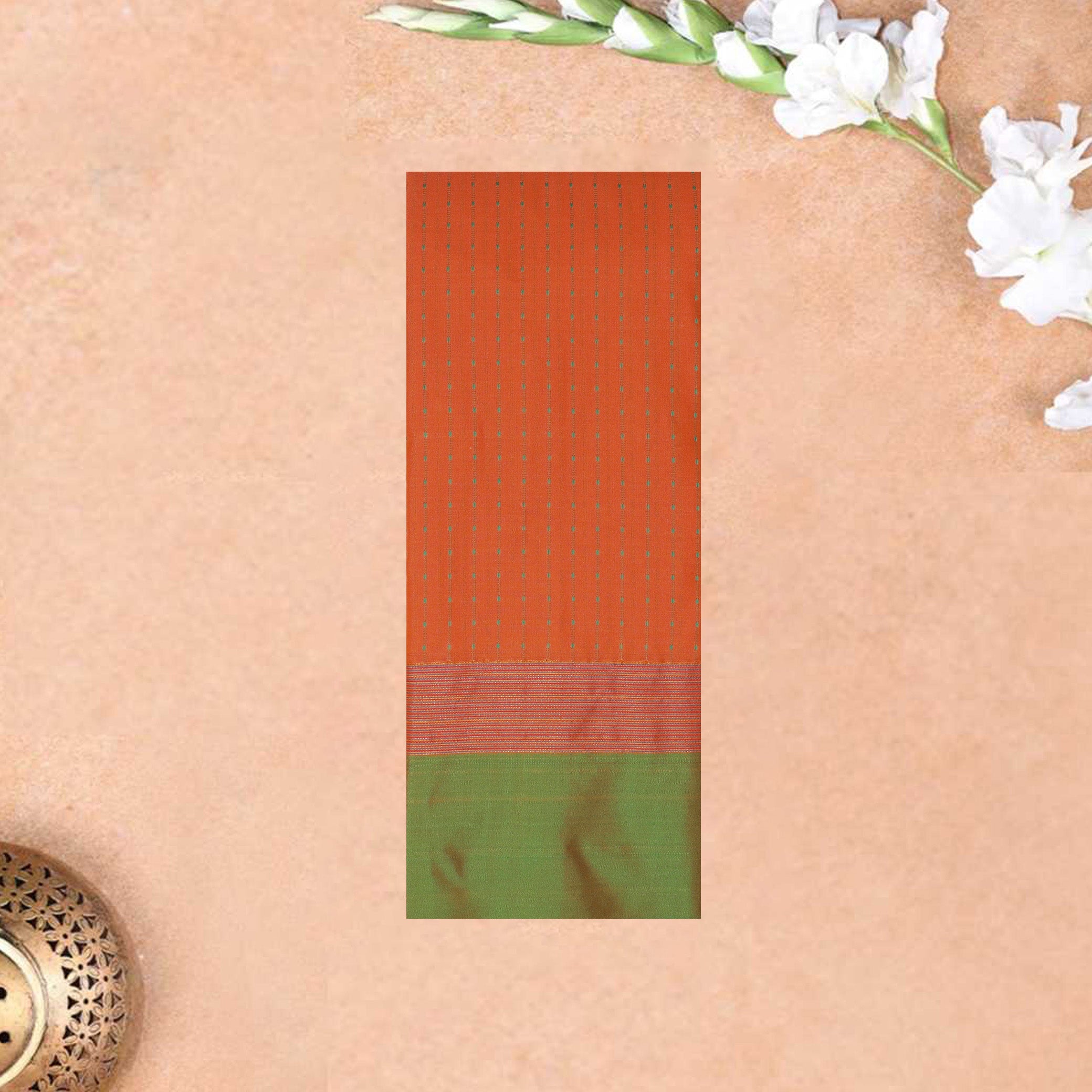 Orange With Green  Arani Silk Saree