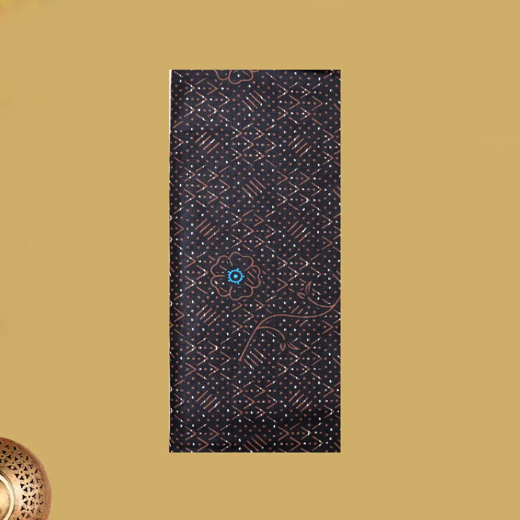black with Brown flower design Cotton Printed Lungi