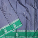 Dark Grey With Green Border  Arani Silk Saree