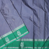 Dark Grey With Green Border  Arani Silk Saree