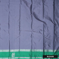Dark Grey With Green Border  Arani Silk Saree