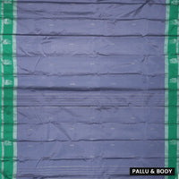 Dark Grey With Green Border  Arani Silk Saree