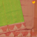 Parrot green with Orange 9 Yards Soft Silk Saree - Thenianantham