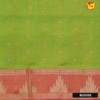 Parrot green with Orange 9 Yards Soft Silk Saree - Thenianantham