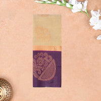 Sandal With Dark purple border Silk Cotton Saree