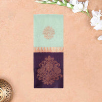 Pastel Green With  Purple Silk Cotton Saree