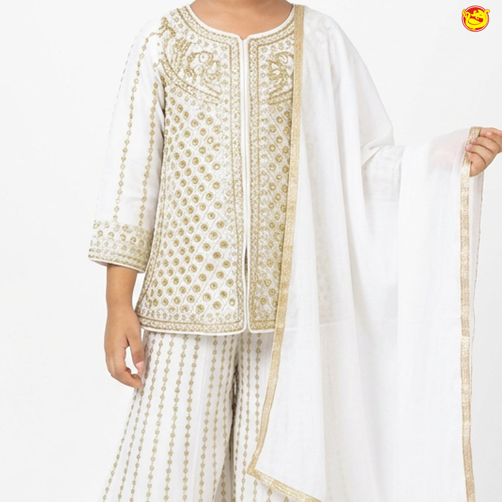 White Color Girls Branded Readymade Sharara set
