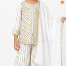 White Color Girls Branded Readymade Sharara set
