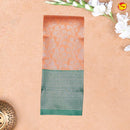 Orange with Green Floral Motifs Kubera Pattu Saree - Thenianantham