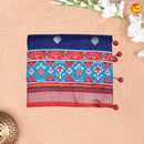 Deep Blue Buttas Motifs Zig Zag Ikat Print Woven Copper Zari Patola Silk Saree - Thenianantham