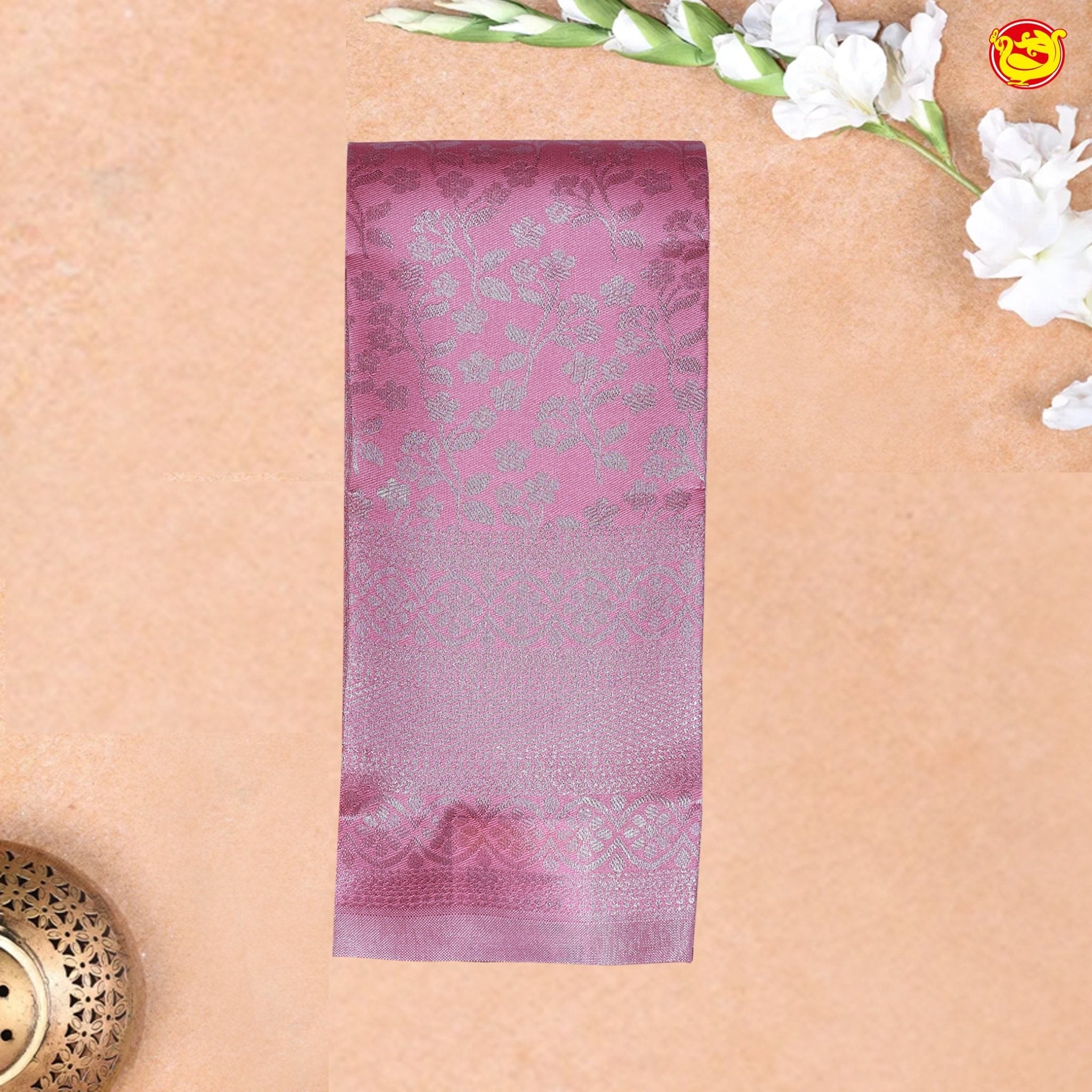 Pink Floral Motifs Kubera Pattu Saree