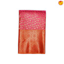 Pink with Orange Jacquard Gold Zari Geometric Motifs Border Pure Kanjivaram Wedding Silk Saree - Thenianantham