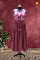 Wine Floral Branded Ladies Readymade Maxi Long Top