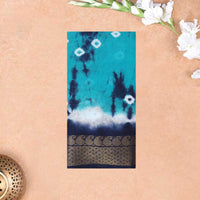 Turquoise blue With Navy Blue Sungudi Cotton Saree   without Blouse