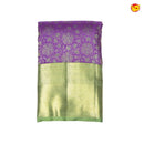 Purple Green Jacquard Gold Zari Floral Long Border Wedding Silk Saree - Thenianantham