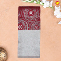 Dark Maroon with Light Grey Circle Motifs Kubera Pattu Saree - Thenianantham