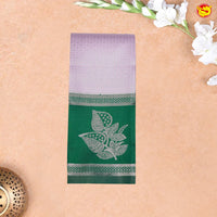 Rose Milk with Green Leaf's Border Kubera Pattu Saree - Thenianantham