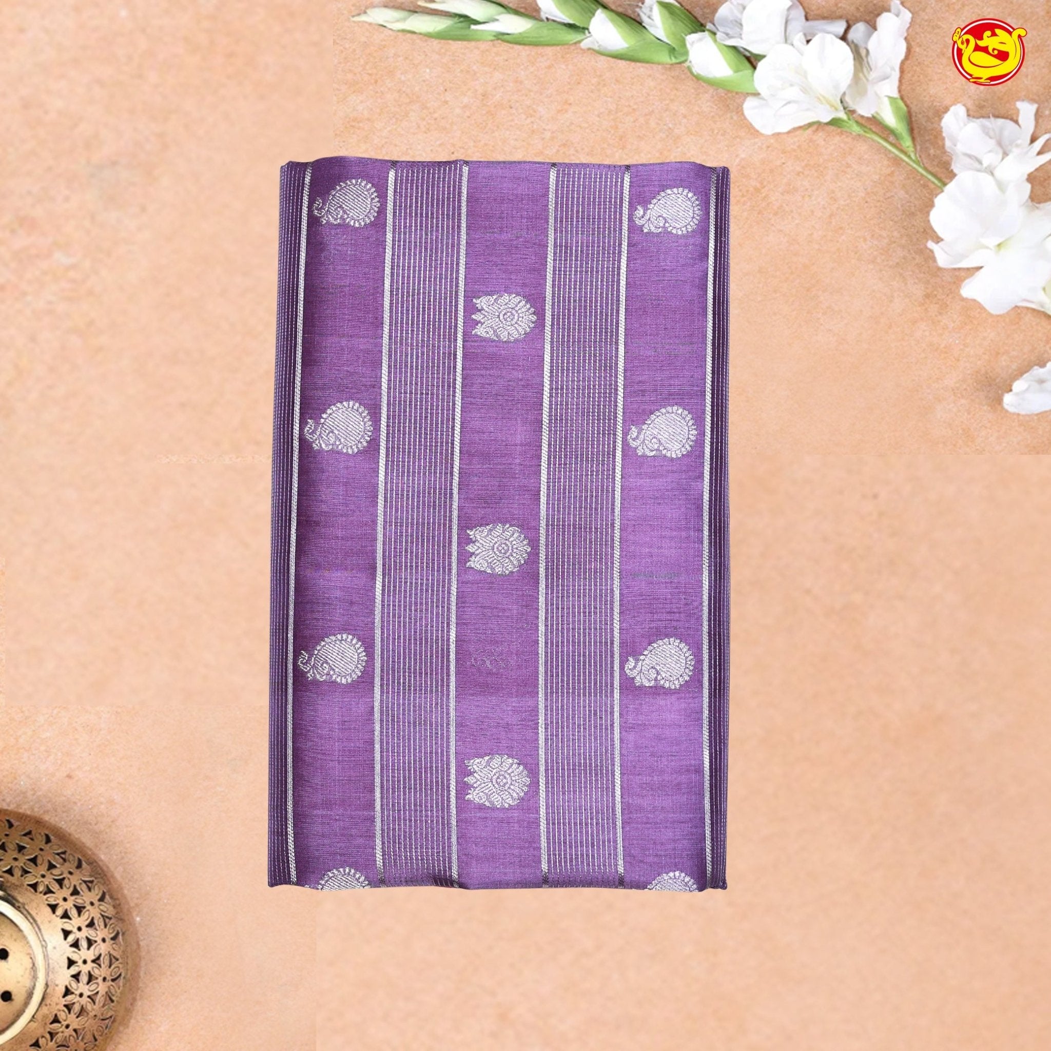 Orchid Violet with Pink Traditional Buttas Venkatagiri Silk Saree