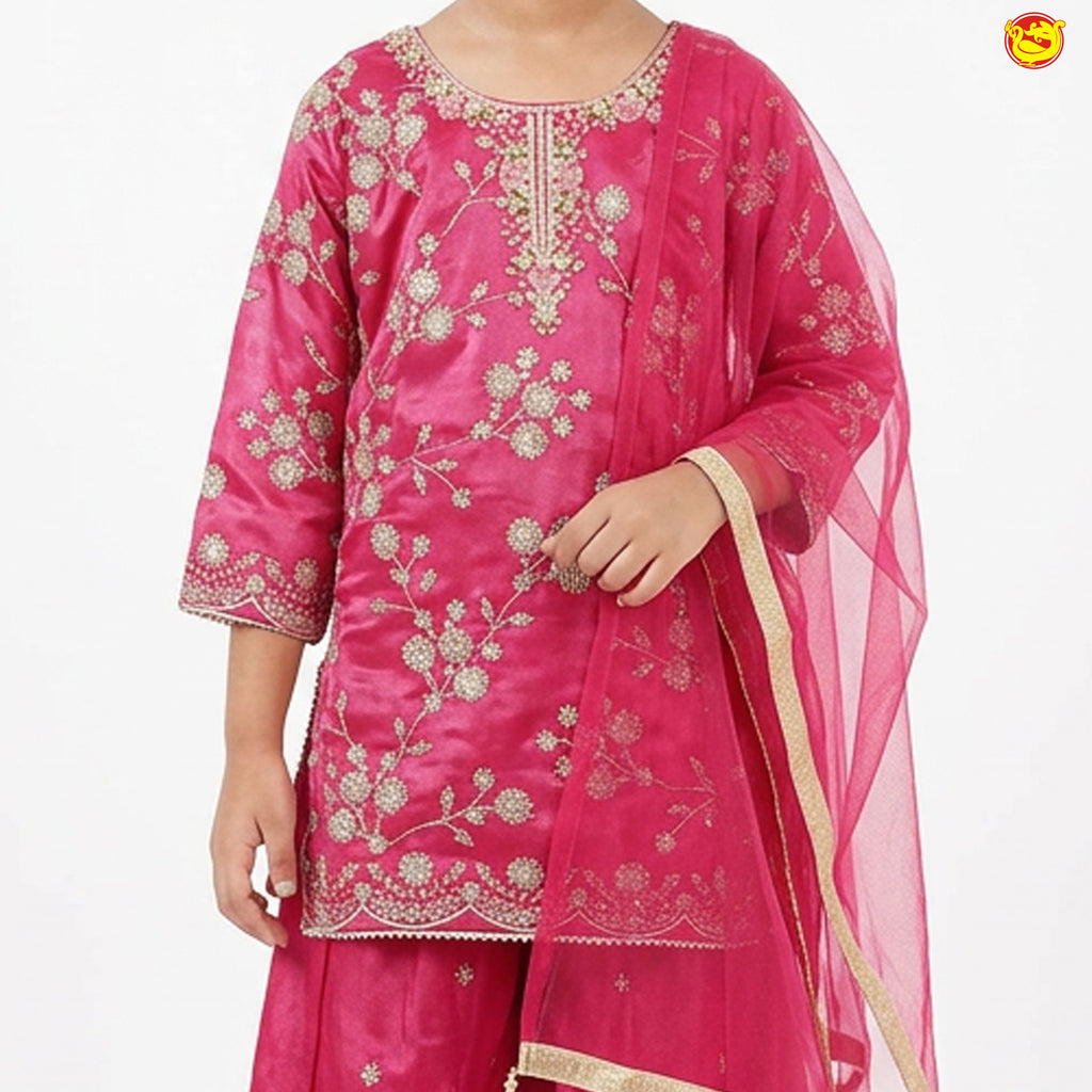 Dark Pink Color Girls Branded Readymade Sharara set